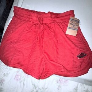 Rivalry Threads Arkansas Razorbacks Shorts Women Small Red NWT Ribbed Lounge
